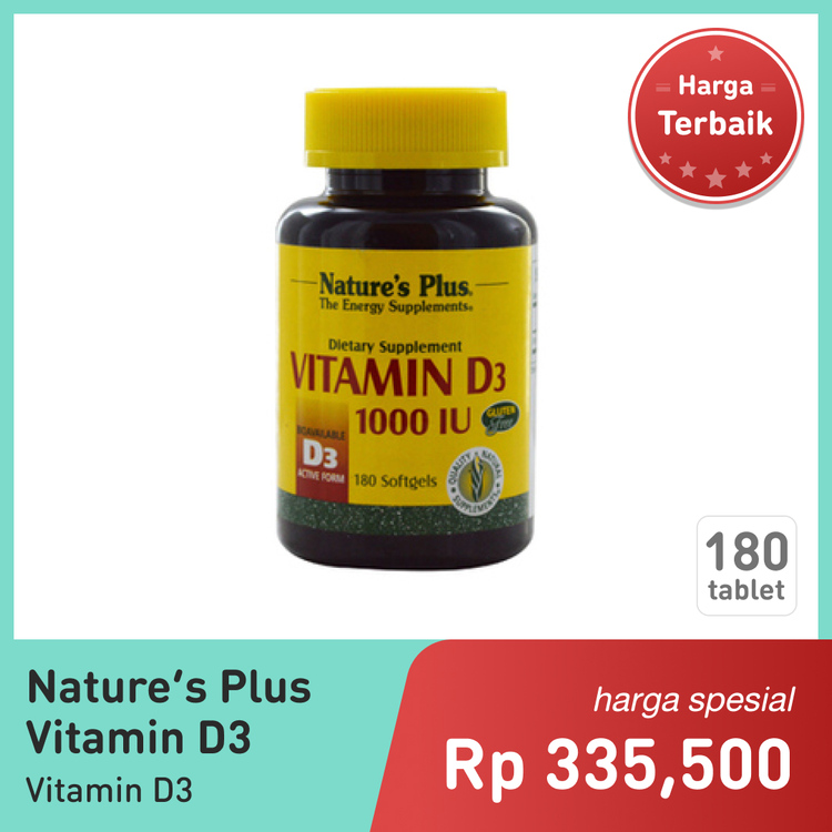 NATURE'S PLUS VITAMIN D3 1000IU 180TAB 1 BOTOL