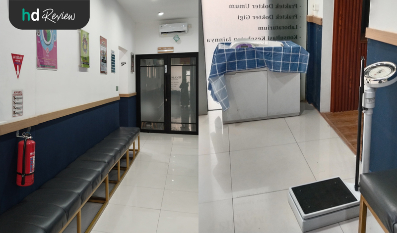 Ruang tunggu dan tempat penimbangan di Kayu Manis Medical Center