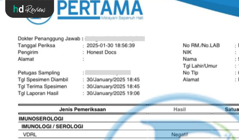 Hasil pemeriksaan VDRL di Pertama Lab Hasil pemeriksaan VDRL di Pertama Lab